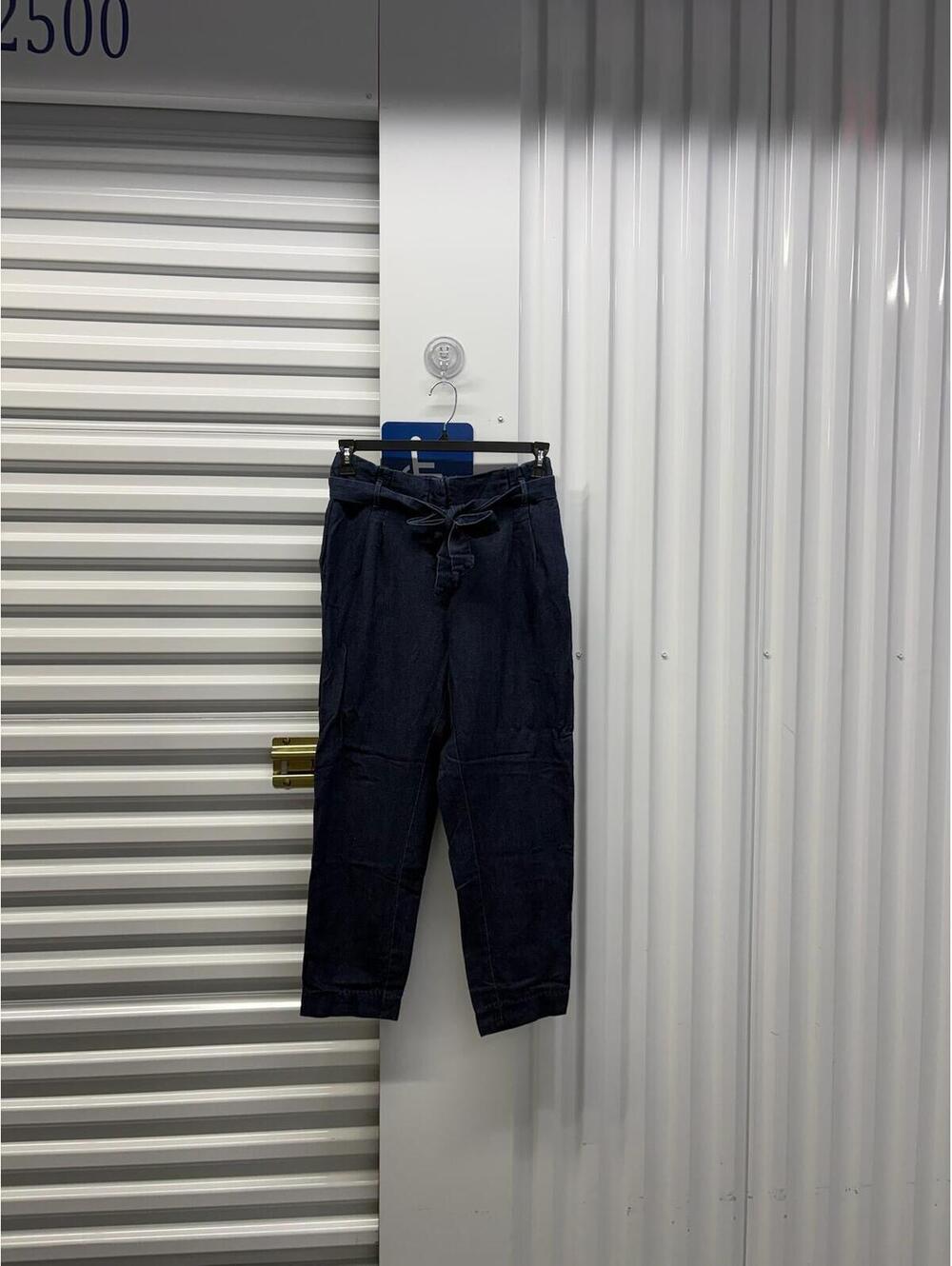 LOFT Women’s Medium LOFT Faux Denim Belted Pants Linen Lyocell Blend